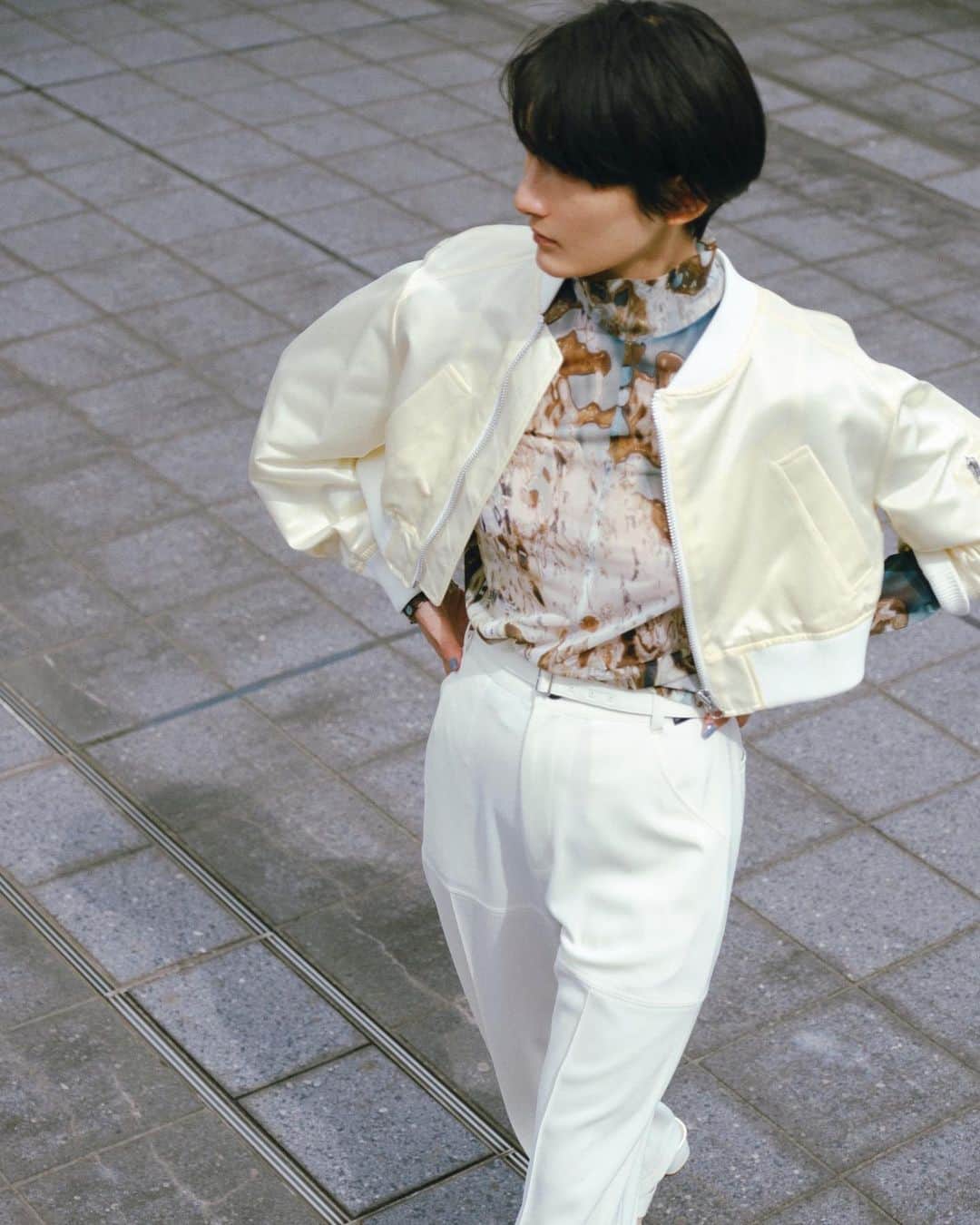 のインスタグラム：「short MA-1 35,200yen(in tax)  giverny print cut sew 13,200yen(in tax)  side slit pants 20,900yen(in tax)  #unitedtokyo #ユナイテッドトウキョウ」