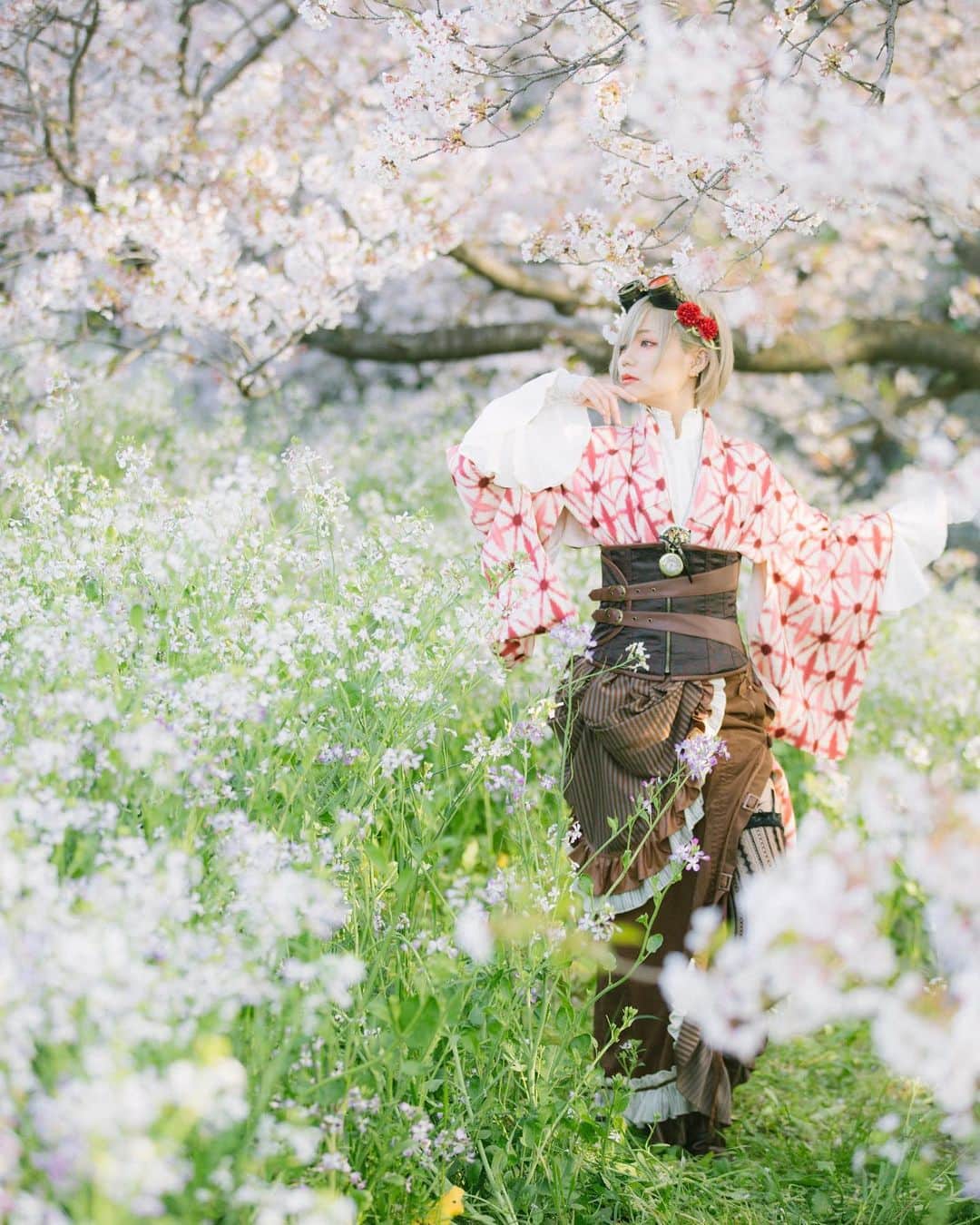 玉樹るいのインスタグラム：「#派手髪 #photo #和洋折衷コーデ #さくら🌸  最近は、撮影できてないので過去のものを載せてます☺️たくさん素敵なデータあるのに出し惜しみしてました笑」