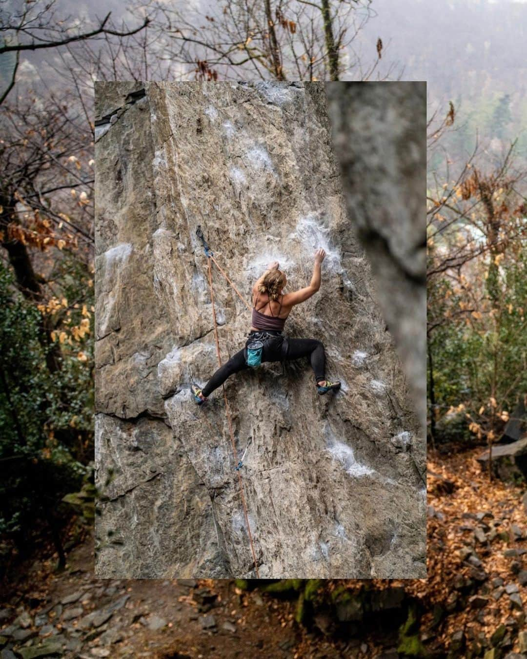 エミリー・ハリントンのインスタグラム：「Our cute family ski trip also had an offshoot climbing component because why not and Ticino isn’t that far away from Andermatt :) Ponte Brolla is as nice and gneiss gets and I squeaked out a send of a stunning line called ‘Schattenjagd’ (8a/5.13b) on the final day. It was definitely the hardest I’ve tried since giving birth 4 months ago and I surprised myself by managing to not only try it 4x in one day but progressively climb better on it as the day went on and the rain came down harder. It felt so nice to move well, feel good in my  body, and mentally challenge myself to stick with it despite poor conditions and my internal demons over whether or not I was capable of performing well again. I feel like I’m doing a lot these days being a mom, breastfeeding, and trying to continue to be an athlete and a good partner. It’s been tough at times and I am really hard on myself, but it’s all my choice and it’s exactly how I want it to be (even when I say it’s not 😆). One thing I’ve realized through this pregnancy and postpartum journey is that I’m still me; I still want to try hard, push myself, and do hard things on top of being a badass mom. Having a baby doesn’t change a person’s drive or ambition to always push themselves or their propensity for getting discouraged when it doesn’t work out. I am still working on the balance of “giving myself grace” (as the current wisdom keeps telling me ;) and being patient but I don’t always nail it. Here’s to doing hard shit, not always nailing it and approving of and celebrating all of it 🤎 Thanks @griffin_mims for the epic photo sequence 🙌🏻 // @thenorthface // @petzl_official // @lasportivana // @kodiakcakes // @tincupwhiskey // @vuarnetofficial」