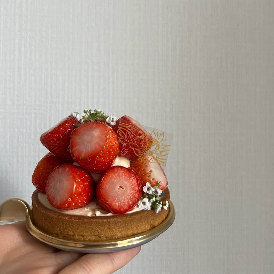 のインスタグラム：「このケーキ美味しかった🍓🤍」