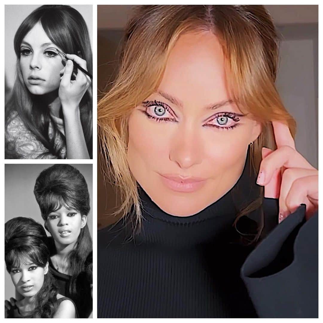 JO BAKERのインスタグラム：「O L I V I A • W I L D E 🇺🇸 Dual Black Eyeliner + Black Spidery Lashes …on #oliviawilde for @fashiontrustus awards in LA!!  I will always be forever in awe of these liner looks from the #60s and I believe everyone should own a killer black eyeliner and a foolproof inky fat lash mascara‼️ As classic as a red lip the #blackeyeliner and #mascara are two essential beauty staples and I have created the ones of my dreams. Still in production and not quite ready to drop yet but I will be showing you how to create a multitude of cool graphic liner looks in the next few weeks with tutorials over @bakeupbeauty 💥‼️ Style @karlawelchstylist  Hair @mararoszak using @rozhair  Makeup by me #jobakermakeupartist using my @bakeupbeauty lab samples 💋‼️」