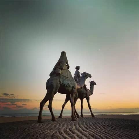 あなたのLOVE CHIBA教えてキャンペーンさんのインスタグラム写真 - (あなたのLOVE CHIBA教えてキャンペーンInstagram)「【らぶちばSeason11: @nobuyoshiokuzawa さん】の投稿をご紹介📷  まるで海外のような幻想的な風景をご紹介いただきました。 千葉県御宿町の『御宿海岸』で撮影された1枚。  童謡「月の沙漠（さばく）」は、なんとこの御宿海岸の砂丘がモデルになっているそう😳  その歌詞にも登場するラクダに乗った王子と王女の像が建てられ、フォトジェニックな写真スポットとして親しまれています😌  赤みがかったオレンジ色の空と遠くに見える三日月が幻想的な風景を醸し出していますね🌙🌙  《御宿海岸 月の沙漠記念像》 場所：千葉県夷隅郡御宿町新町816-8  《御宿海岸 月の沙漠記念像　ニッポン旅マガジン》 https://tabi-mag.jp/ch0092/  投稿ありがとうございました🙇‍♂️  ----------------------------- ／ Season11は、いよいよ3月31日で終了です。 たくさんのご応募をお待ちしております！  ラブちばSeason11 開催期間：2022.06.01～2023.03.31 ＼ ------------------------------- 優待施設の紹介や特別賞についても 公式サイトより要チェック！  千葉県の魅力あふれる写真をらぶちばに投稿して、プレゼントをGETしよう！！  毎月20名様に、チーバくんグッズや千葉県の特産品が抽選で当たります✨  📷応募方法： Instagram応募とWebフォーム応募の2種類。 プレゼントはプロフィール欄のリンクから 公式サイト（https://love-love-chiba.jp/）でチェック！  公式サイトからフォーム投稿方法▼ https://love-love-chiba.jp/entry  Instagram投稿方法▼ ①公式Instagramアカウント『@love.love.chiba』をフォロー ②２つのハッシュタグをつけて、千葉の魅力あふれる写真をシェア #らぶちば11に応募  希望するプレゼントを どれか一つハッシュタグでつける🎁 #チバザビーフ #千葉のチーズ #野菜ボックス #銚子つりきんめ #チーバくん水筒  （例）館山市の〇〇海岸の景色がとってもきれい！夕暮れどきもおすすめだよ♪ #らぶちば11に応募　#チーバくん水筒  #千葉県 #千葉 #千葉観光 #御宿海岸 #月の沙漠 #御宿 #ラクダ #月の砂漠 #海 #あなたにみせたい景色 #海岸 #海岸線 #夕日 #夕焼け #風景 #風景写真 #絵になる風景 #写真好きな人と繋がりたい #千葉カメラ部 #幻想的 #幻想的な世界  #ゆうやけこやけ部」3月27日 14時20分 - love.love.chiba