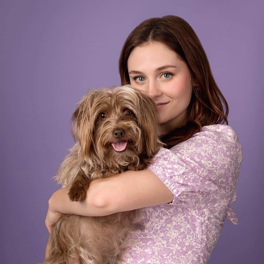 グレース・ビクトリア・コックスのインスタグラム：「Violet 💜🦄💟 !!! Thank you so much @charlienunnphotography for including my girly in such a special project to benefit one of my favorite rescues, @wagsandwalks 🌟!!」