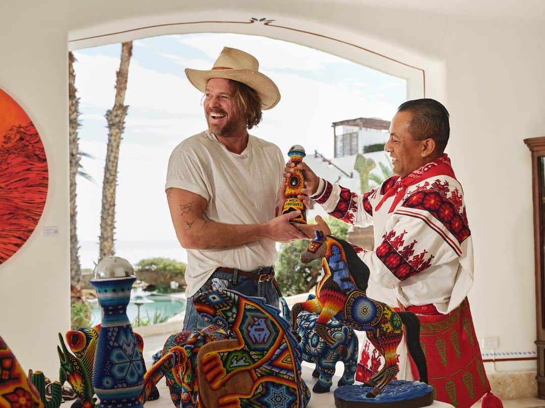 Nick Fouquetのインスタグラム：「Designer Nick Fouquet and artisan Don Victor Florentino  #NickFouquet #Headwear #Huichol #NF #UnmatchableStyle」