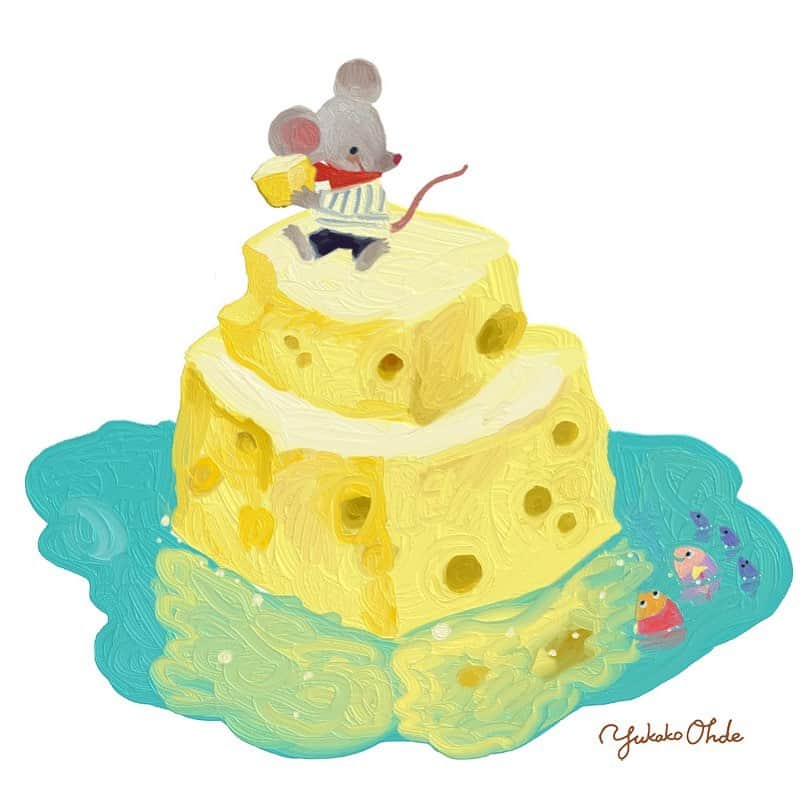 おおで ゆかこのインスタグラム：「🧀🐁」