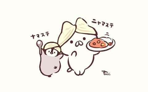 もじじのインスタグラム：「きょうも　いちにち　おつカレーです🍛  #ねこぺん日和#ねこぺん#ねこくん#ぺんちゃん#カレー#nekopen」