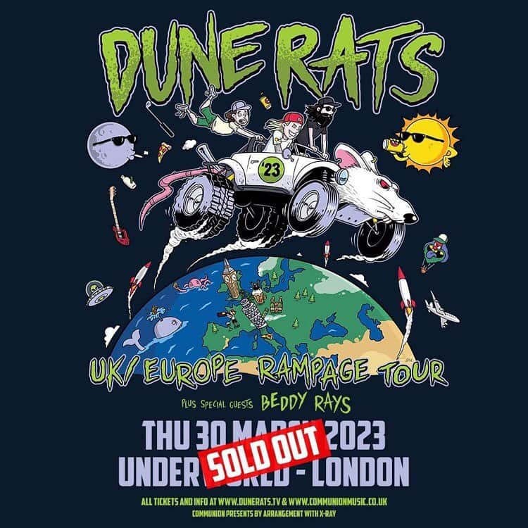 Dune Ratsさんのインスタグラム写真 - (Dune RatsInstagram)「LONDON & PARIS JUST SOLD OUT!! 10 SHOWS LEFT OF THIS BIG BOY #linkinbio」3月27日 19時02分 - dunerats