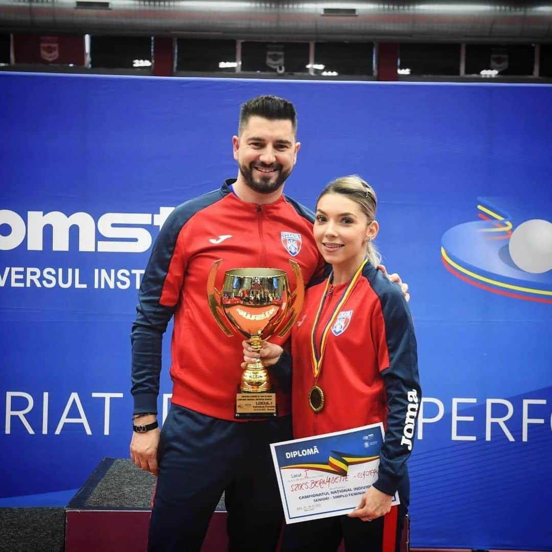 ベルナデッテ・スッチさんのインスタグラム写真 - (ベルナデッテ・スッチInstagram)「Done ❤️💙 🥇🏆SINGLE  🥇🏆MIXT DOUBLE  🥇🏆 DOUBLE  At Romanian National Championship where I defended my titles from which singles 4 years in a row , double Samara E . and Mixed Doubles with my partner Ionescu Ovidiu ,we really played some good matches. I am very happy and proud with my performance and my overall game this weekend. I managed to play at my highest level, as I used to play in my good days. Thank you for all the support from everyone! Thank you to my club @csa.steaua.bucuresti for all your support ! Thanks in special for my coach @ionutseni ! Hopefully I can enjoy my shape in the next tournaments !🏓🏓🏓🏓🏓🏓🏓🏓🏓🏓🏓  #tabletennis #romanian #nationalchampionships #bucuresti #2023 #🏓🏓🏓  #champion #2023 #firstplace #single  #mixtdouble #double  #trofee #🏆 #🥇🥇 #🥇 #proud #nevergiveup #workharder #happy #mylife #myfamily #csasteaua #❤️💙」3月27日 19時38分 - szocsbernadettecynthia