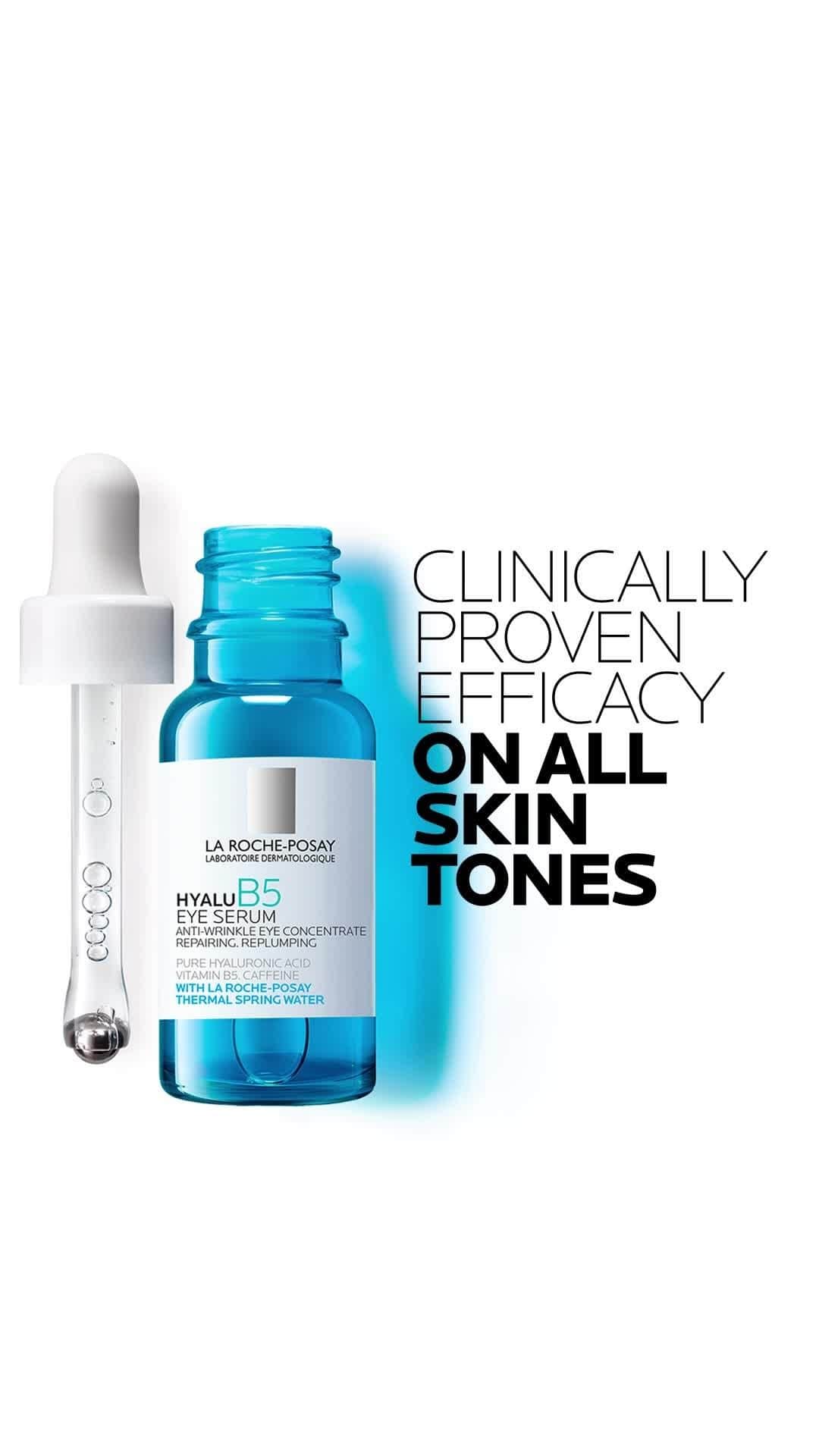 La Roche-Posayのインスタグラム：「Can one product really suit everyone? 🧐 Hyalu B5 Eye Serum sure can! Tested on all skin tones, its universal efficacy is clinically proven to reduce signs of ageing and boost skin elasticity for a plumper look and smoother feel.  All languages spoken here! Feel free to talk to us at anytime. #larocheposay #hyaluB5 #vitaminB5 #hyaluronicacid #serum #antiageing #sensitiveskin Global official page from La Roche-Posay, France.」