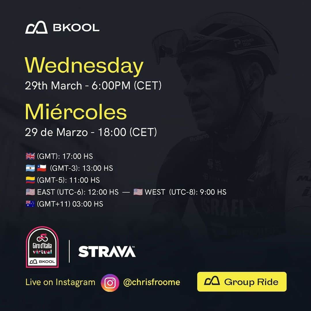 クリス・フルームさんのインスタグラム写真 - (クリス・フルームInstagram)「@chrisfroome joins  BKOOL to compete in the Stava Challenge! On Wednesday at 18:00 (CEST) you will able to ride the Budapest ITT stage from the @giroditalia 2022 together with one of the best cyclings of our time.  ¡ @chrisfroome se une a BKOOL para competir en el Strava Challenge! Este miércoles a las 18:00 podrás recorrer la etapa Budapest ITT, del @giroditalia 2022, junto a uno de los mejores ciclistas del panorama actual.」3月28日 0時57分 - chrisfroome