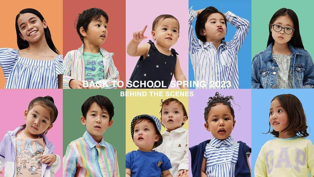 GapKids_jpのインスタグラム：「BACK TO SCHOOL SPRING 2023 BEHIND THE SCENES  ブラナンクラブ・モデルコンテスト受賞者が挑んだキャンペーン撮影の舞台裏♪ どきどきわくわく、輝く笑顔がいっぱい✨  #backtoschool #gapkids」