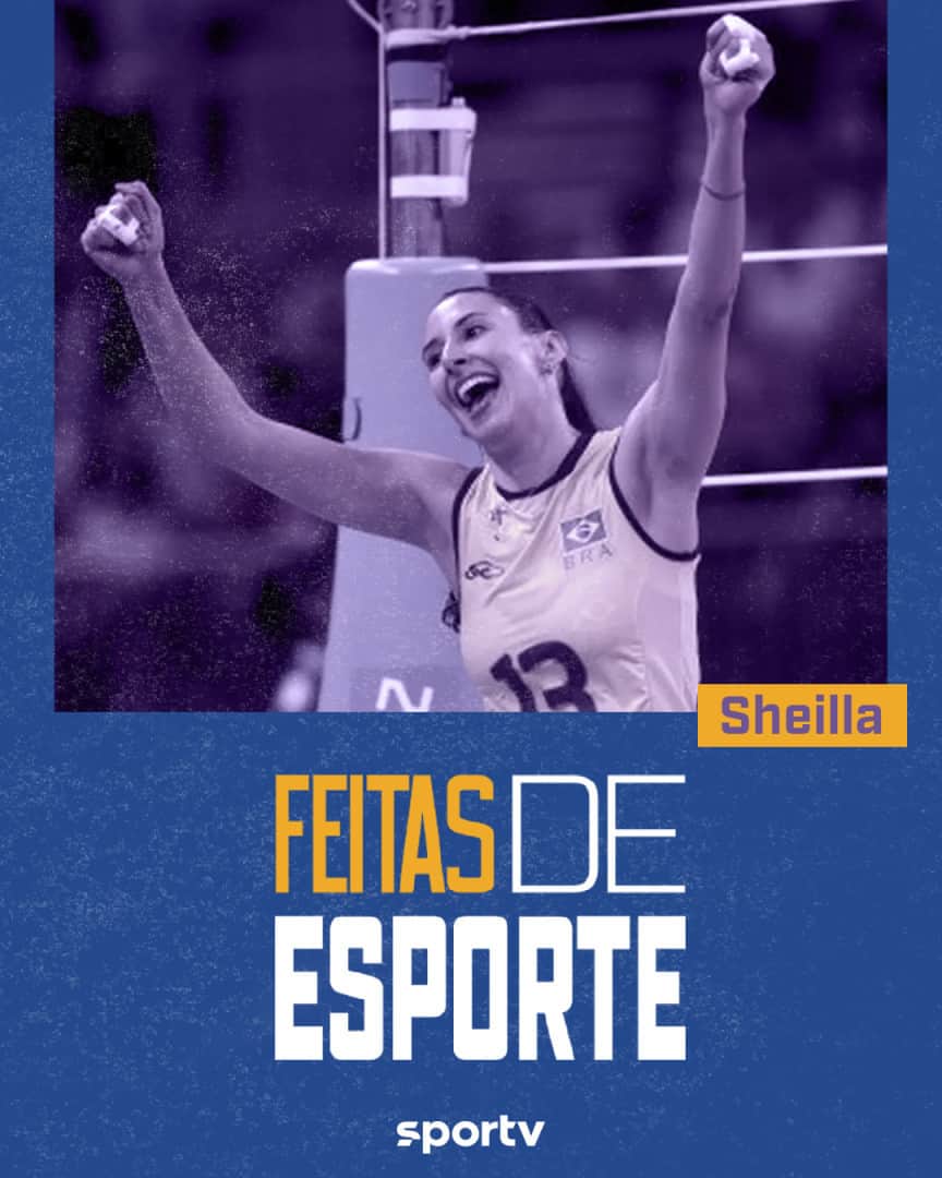 シェイラ・カストロのインスタグラム：「Se liga nesse currículo: BICAMPEÃ olímpica, HEPTACAMPEÃ do Grand Prix, BICAMPEÃ da Superliga Feminina e CAMPEÃ mundial interclubes! 🤩  Um salve SUPER ESPECIAL para a Sheilla, uma das MAIORES DA HISTÓRIA DO VÔLEI! 👏👏👏  *Contém texto alternativo.  #MulheresHistóricasNoSportv #FeitasDeEsporte #Sheilla #Brasil #SeleçãoBrasileira」