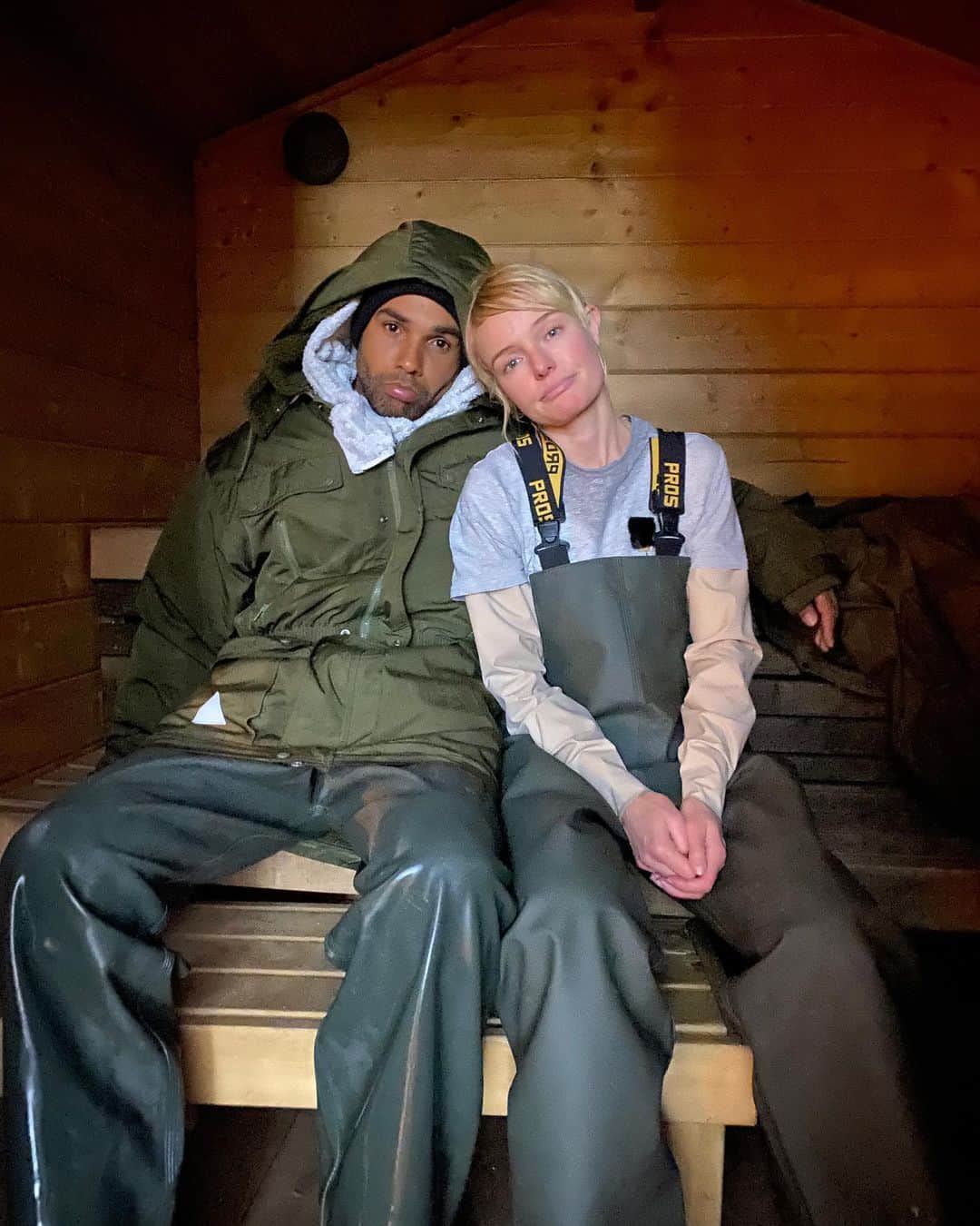 のインスタグラム：「BTS LAST SENTINEL 🫶🏻 1. @its_lucien trying to warm ourselves in a sauna after being drenched at night in the freezing Baltic sea 🌊  2. Wardrobe fitting / becoming Cassidy!  3. First rehearsal w/ the maniac gang @its_lucien @thomaskretschmann #martinmccann #taneltoom  4. Bangs! Cowlick behaving! 5. Could wear weird oversized rubber outfits all day long in real life / loving my brilliant director.  6. @its_lucien copying my style… again.  7. Whimsical Estonia 🇪🇪 8. Can you understand this? she’s a mystery…… 9. On set! 10. Long days / exhausted from the cowlick / failing to tame her.   If you’re not watching #LastSentinel you should be!!! Promise, it’s a goodie 🥊 #intheaters #ondemand」