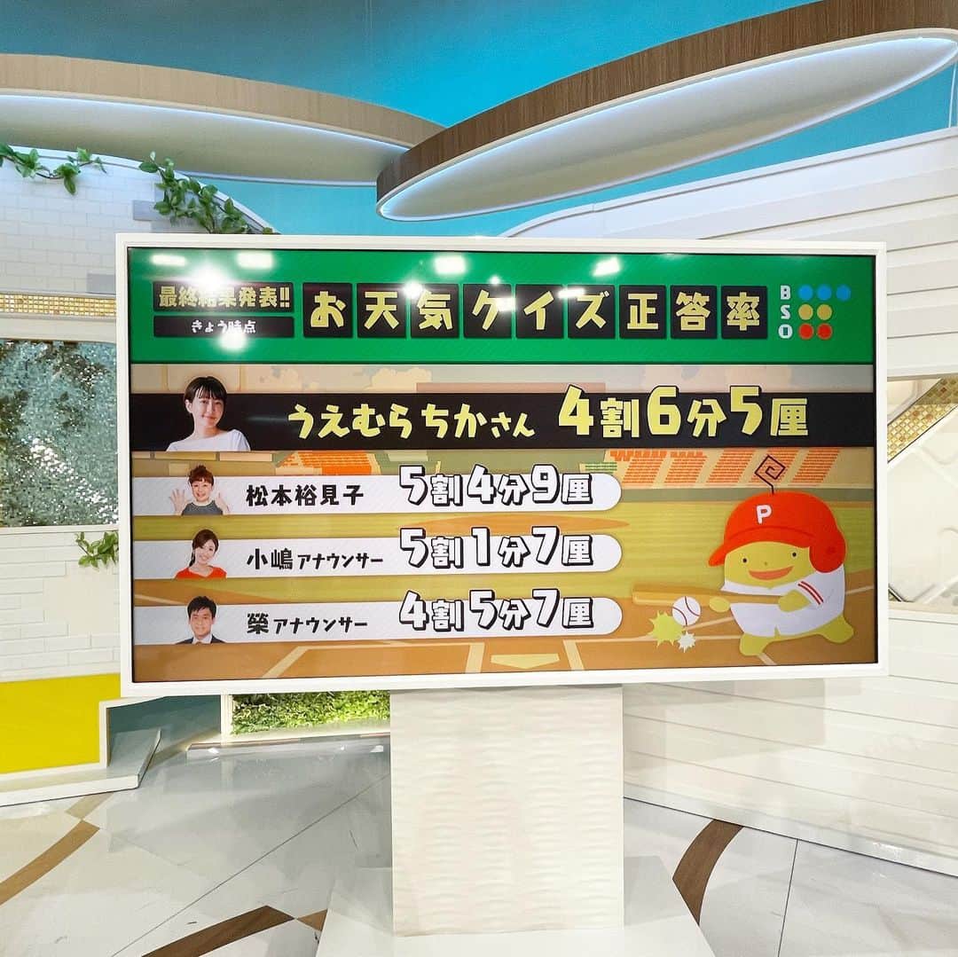 うえむらちかさんのインスタグラム写真 - (うえむらちかInstagram)「𝟝𝕦𝕡! ⁡ 昨年の4月から参加させていただいた @5up_hometv が今月で最終回を迎えました💐 5年間本当に楽しい放送をありがとうございました👏👏 ⁡ 私は水曜日のコメンテーターとして 一年間という短い期間ではありましたが 先週最後の出演回を終えました😭 いまとても寂しい気持ちでいっぱいです… でも毎週本当に楽しみで みんなに会えるのが幸せでした✨ ⁡ 番組の中で、#うえむらちかのカープ大好き というストレートなコーナーも生まれて本当に愛ある番組でした⚾️❤️‍🔥 ⁡ いつも笑顔でみんなを包んでくれた大好きな松本裕見子さん いつも優しくてほっこりさせてくれる小嶋アナ ムードメーカーで愉快すぎる榮アナ 似顔絵を描いてくれた真面目すぎる廣瀬アナ ちょっぴりSっ気あるお天気クイズを出す野仲さん 可愛いすぎる八幡アナ＆山崎アナ 熱い情熱を持った吉弘アナ ⁡ 海田町の大先輩の大ちゃん レジェンドの木下さん、達川さん、外木場さん😭 そして全てのスタッフの皆様…… ありがとうございました❣️ ⁡ なにより最後までご視聴いただいた皆様 応援ありがとうございました😭 ⁡ ⁡ #5up #広島ホームテレビ #ホームテレビ #HOME #コメンテーター」3月28日 17時35分 - uemurachika