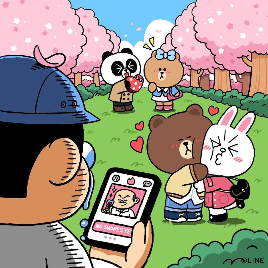 LINE FRIENDSさんのインスタグラム写真 - (LINE FRIENDSInstagram)「Looking for: my date 🥹  #BROWN #CONY #CHOCO #PANGYO #BOSS #LINEFRIENDS #Spring #flowers #cherryblossom #season #solo #date #meme #memes #fun #funny #humour」3月28日 12時00分 - linefriends