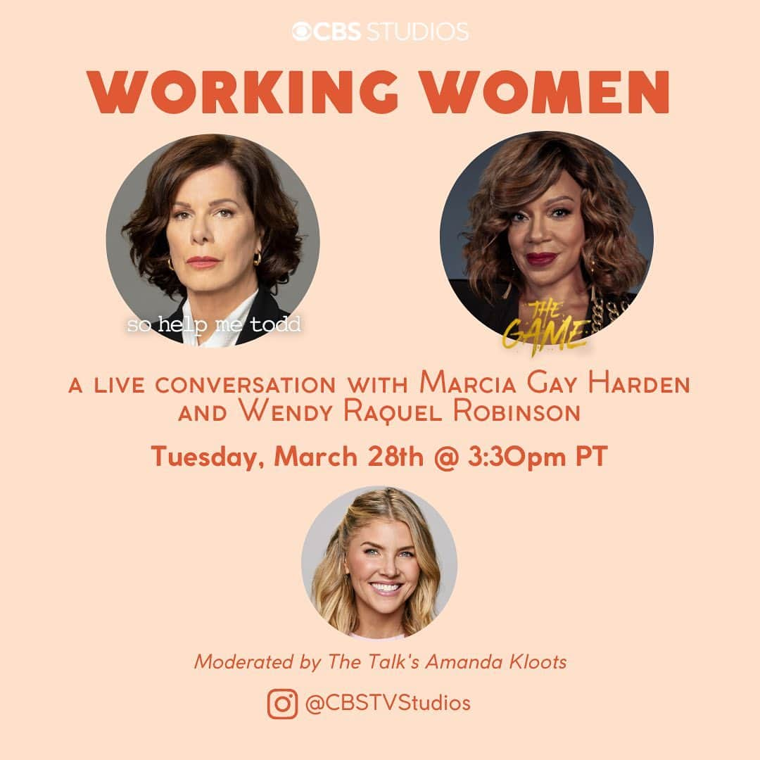 マーシャ・ゲイ・ハーデンのインスタグラム：「I’m thrilled to be joining @cbstvstudios and @iamwendyraquel for a #WomensHistoryMonth Instagram Live chat, moderated by @amandakloots ! We’re going to chat about the beautiful complexity of our characters on #SoHelpMeTodd and #TheGameSeries and the importance of representing women on screen who are successful in their careers and as mothers. Join us today at 3:30pm PT on @cbstvstudios Instagram!」