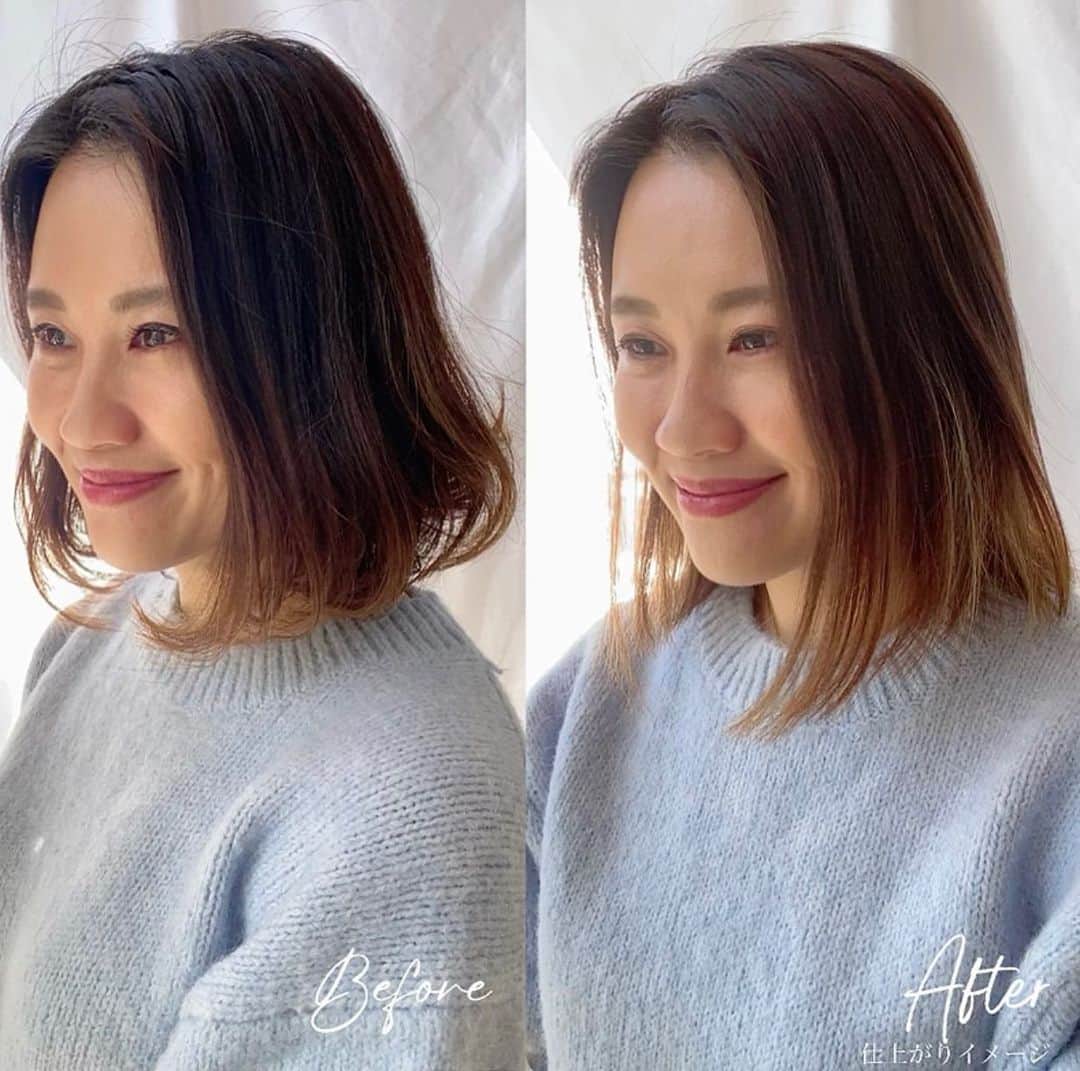 増山敬子さんのインスタグラム写真 - (増山敬子Instagram)「とにかく仕事が忙しくって、美容室もなかなか予約が取れない。。。ので ひさしぶりに自分で染めてみようかなっと思って、  泡でもみこんで、簡単にセルフカラーができる  #リーゼ泡カラー を使って染めてみましたよ～～😆  今回私は、 #シフォンブラウン　を選んでみました♪  ちなみに髪質は細く柔らかめなタイプです^_^  娘も高校生だから、興味津々で一緒に染めるのを お手伝いをしてくれました🥹  わかりやすくbefore・afterを載せておくね！ 他のヘアカラーもかわいいのがいっぱいあって手軽に気軽に 自宅で気分で染められるのがとっても嬉しい♡  今や、セルフカラーも綺麗に染まるんですね！  #リーゼ#liese泡カラー#泡カラー#セルフカラー#セルフカラーリング#ブラウンカラー#ダークブラウン#PR#ヘアカラー#ヘアカラーリング#40代ヘアー#セミロング#リーゼ泡カラーリアルカタログ」3月28日 19時17分 - keikomasuyama