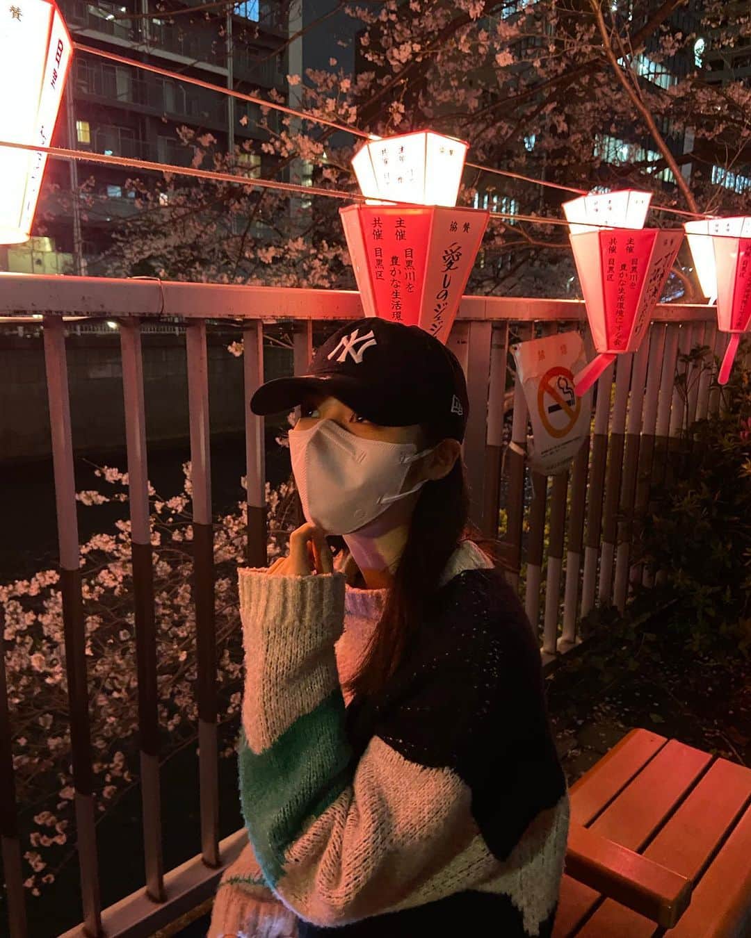秋田汐梨さんのインスタグラム写真 - (秋田汐梨Instagram)「ㅤ 夜桜を見に行ってきました〜 きれいだったー！！🌸」3月28日 20時50分 - shiori_akita319official