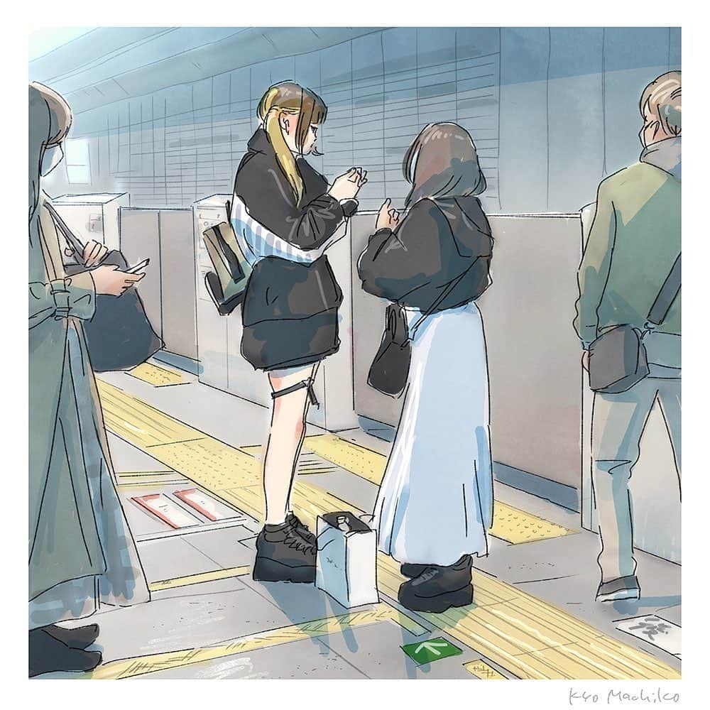 のインスタグラム：「I'll take the train without a mask, March 28, 2023 / 2023年3月28日、マスク無しで電車に乗るよ  #今日マチ子 #kyomachiko #今日町子 #マスク #mask」