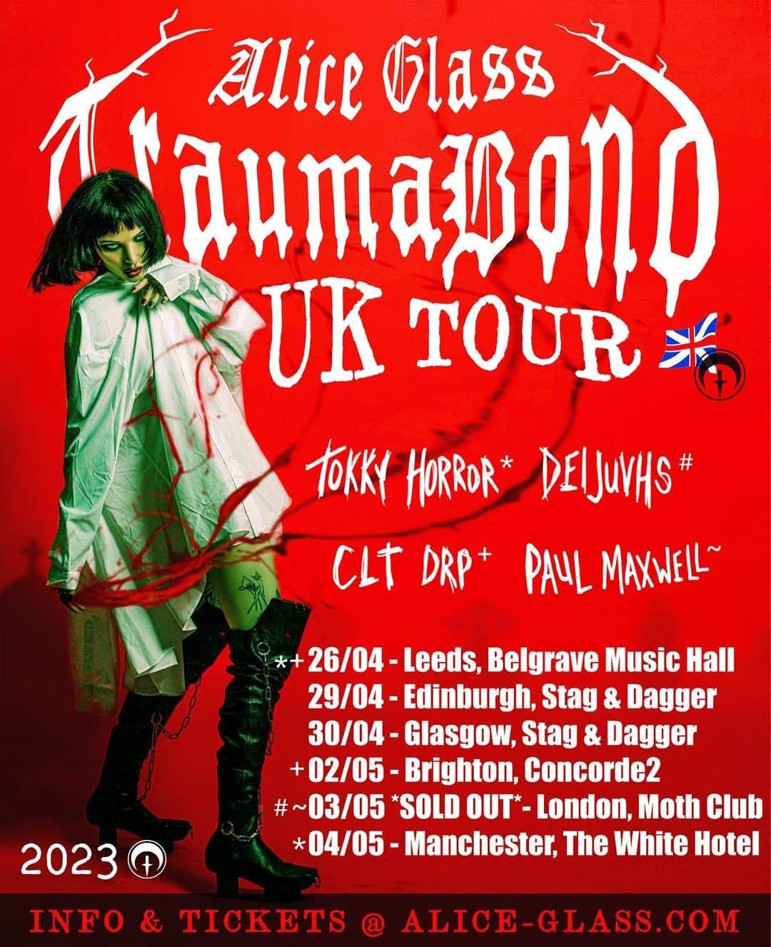 アリス・グラスのインスタグラム：「The countdown to Traumabond UK begins! Thrilled to have @tokkyhorror @cltdrp @deijuvhs @pmxwell joining me 🖤🐇」