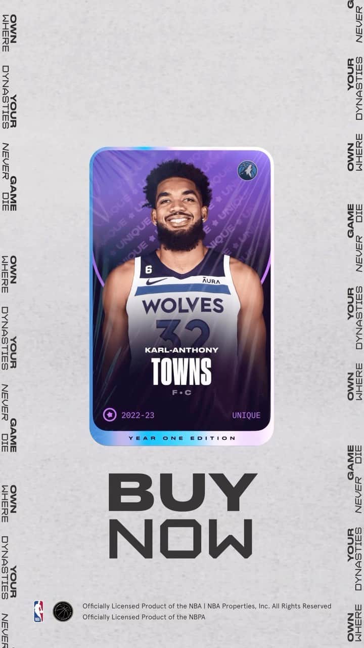 カール＝アンソニー・タウンズのインスタグラム：「My Unique Card is officially on the @sorarenba Marketplace! 🐺 Winner of my Unique Card gets my autographed game-worn jersey.   Link in bio to bid NOW!」