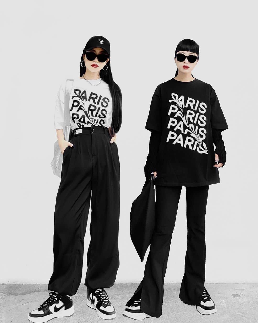 lve_xxxxのインスタグラム：「. . Ai  select ( @lveu.official ) 🌸 Apr. NEW ARRIVAL   ▪︎ Paris over T-shirt BLACK / WHITE  ｳﾆｮってるPARISﾛｺﾞﾌﾟﾘﾝﾄの ｵｰﾊﾞｰTｼｬﾂ。  袖丈長めで気になる二の腕も完全ｶﾊﾞｰ😏←  1枚で着映えするので夏場は主役になる！ (多分、きっと！😂笑)  生地も厚すぎず薄すぎずなので ｲﾝでもｱｳﾄでも着やすいです☺︎  ちなみに私は2色共に 追加で注文中です😂(夏着る気満々)  4/2 (日) 20:00発売です。 入荷お知らせﾒｰﾙもお待ちしております☺︎  #wear更新  .」