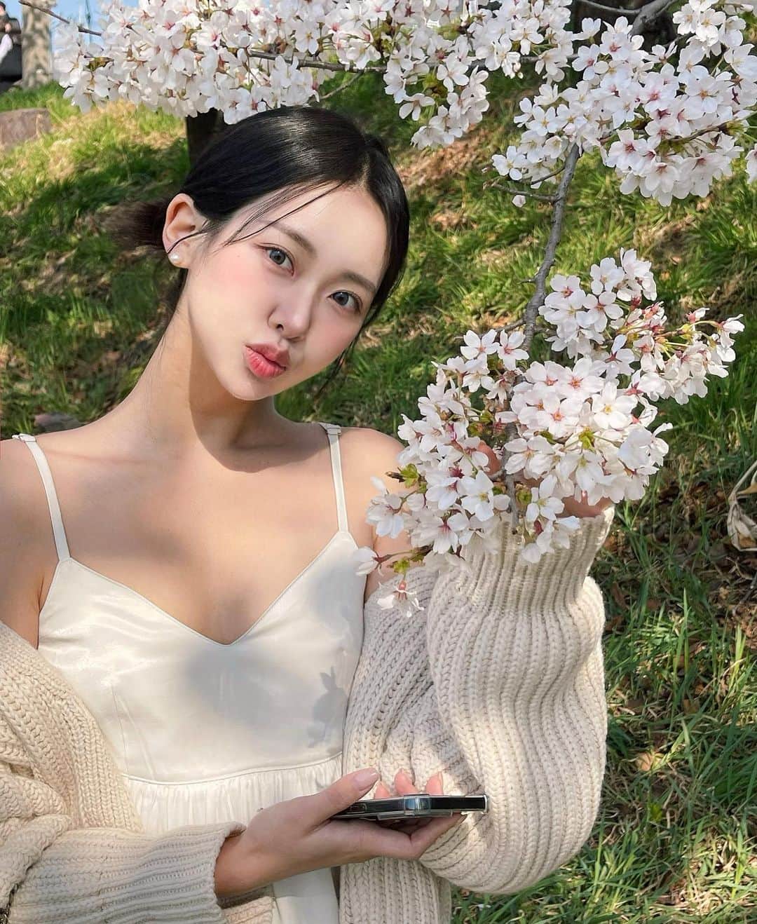 シン・ジインのインスタグラム：「안 올리려다 벚꽃이 넘 예뻐서 🌼🌼🌼」