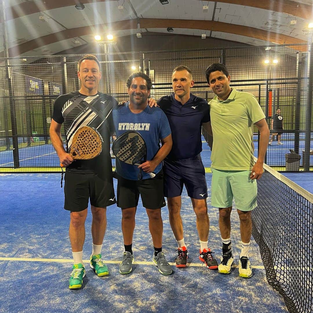 ジョン・テリーのインスタグラム：「Great game of Padel & 4 very competitive players. 🎾 Nasser @andriyshevchenko @makho22」