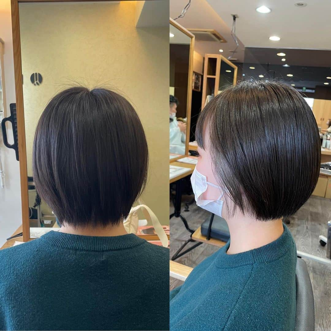 LABEAUのインスタグラム：「ショートヘアからミニボブにシフト中のお客様😉 襟足ギリギリでカットし、まとまりやすいように。 ⁡ インナーカラーは「シルバーベージュ」 ⁡ 透明感のある色がオシャレ度を高めてます！ ⁡ ヘアスタイルに変化をつけて気分一新もいいですね☺️ ご来店お待ちしております◎ ⁡ #labeau #美容室 #大塚 #インナーカラー」