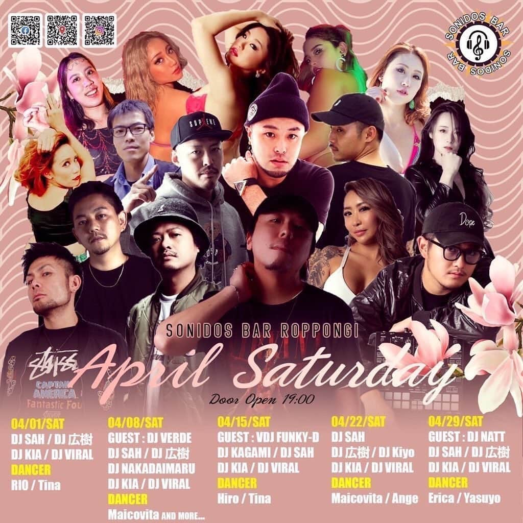 Maicovitaのインスタグラム：「4月の 土曜日の @sonidos_roppongi.official  です💓 宜しくお願い致します😘💓  #dancer #club #bar」