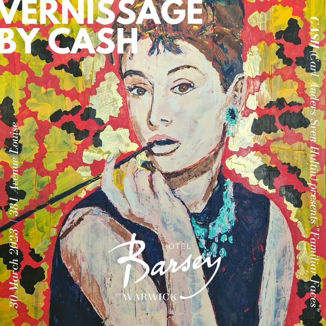 CASH（Carl Anders Sven Hultin）のインスタグラム：「Catch me this Friday at @hotelbarsey for my exhibition "Familiar Faces"  Come and enjoy my live painting performance and the CASH inspired cocktails  Hotel Barsey by Warwick 381 Avenue Louise, 1050 Brussels  From 17:30 to 21:00  See you there  #artbycash #paintings #portraits #afterwork #vernissage #paletknives」