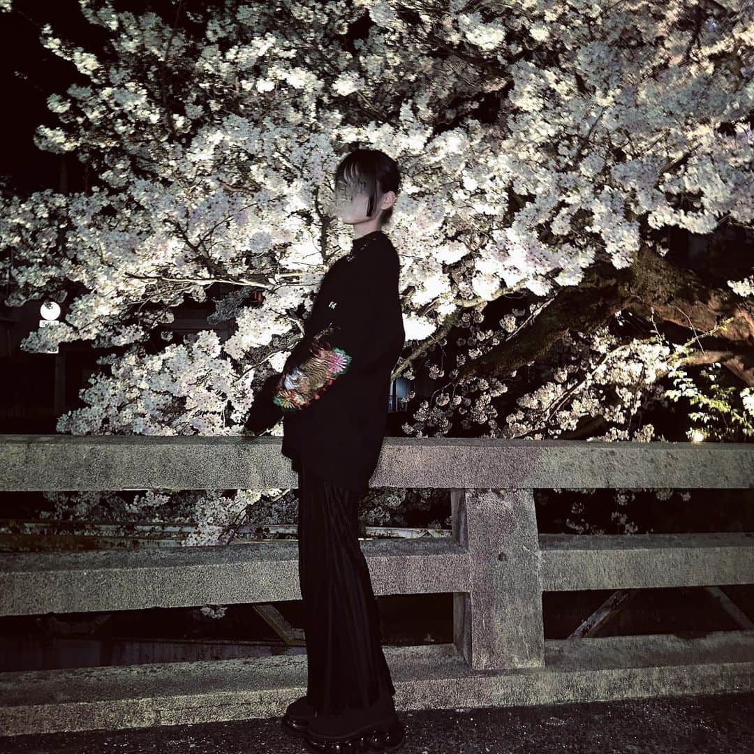 土光瑠里子のインスタグラム：「夜桜本当好き  #夜桜　#旅行」