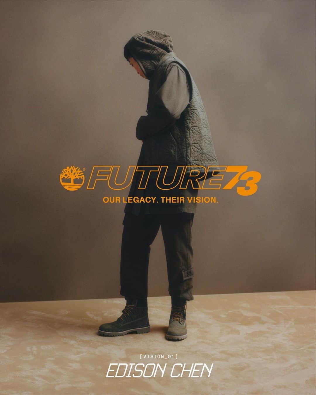 ティンバーランドのインスタグラム：「Tomorrow, we unlock a glimpse into the future of Timberland with @edisonchen, designer and creative director for @clot. 🔥​ ​ Available in select stores and online.​ ​ #Future73​ #Timberland50 ​ #BuiltForTheBold」