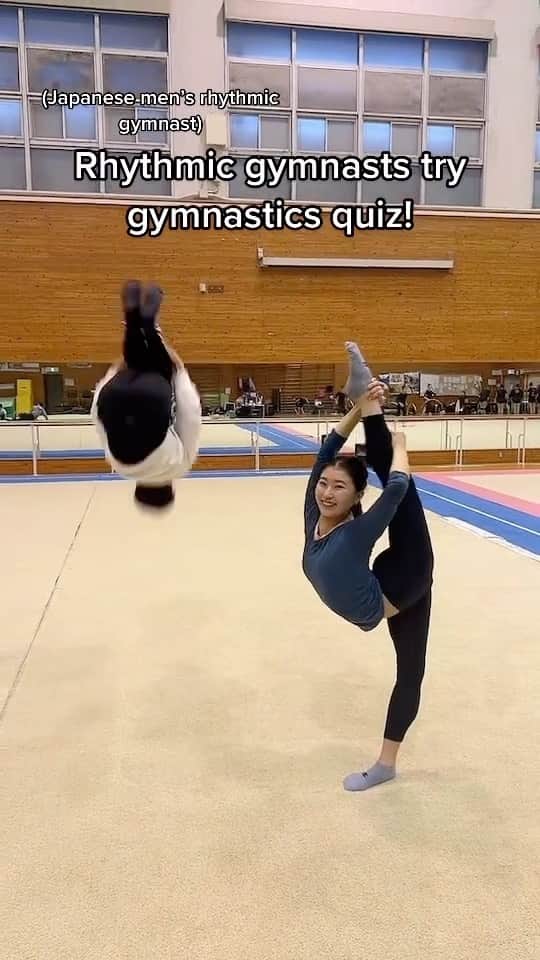 篠原枝令菜のインスタグラム：「Gymnastics Quiz with @namiherg 👍 how’d we do??」