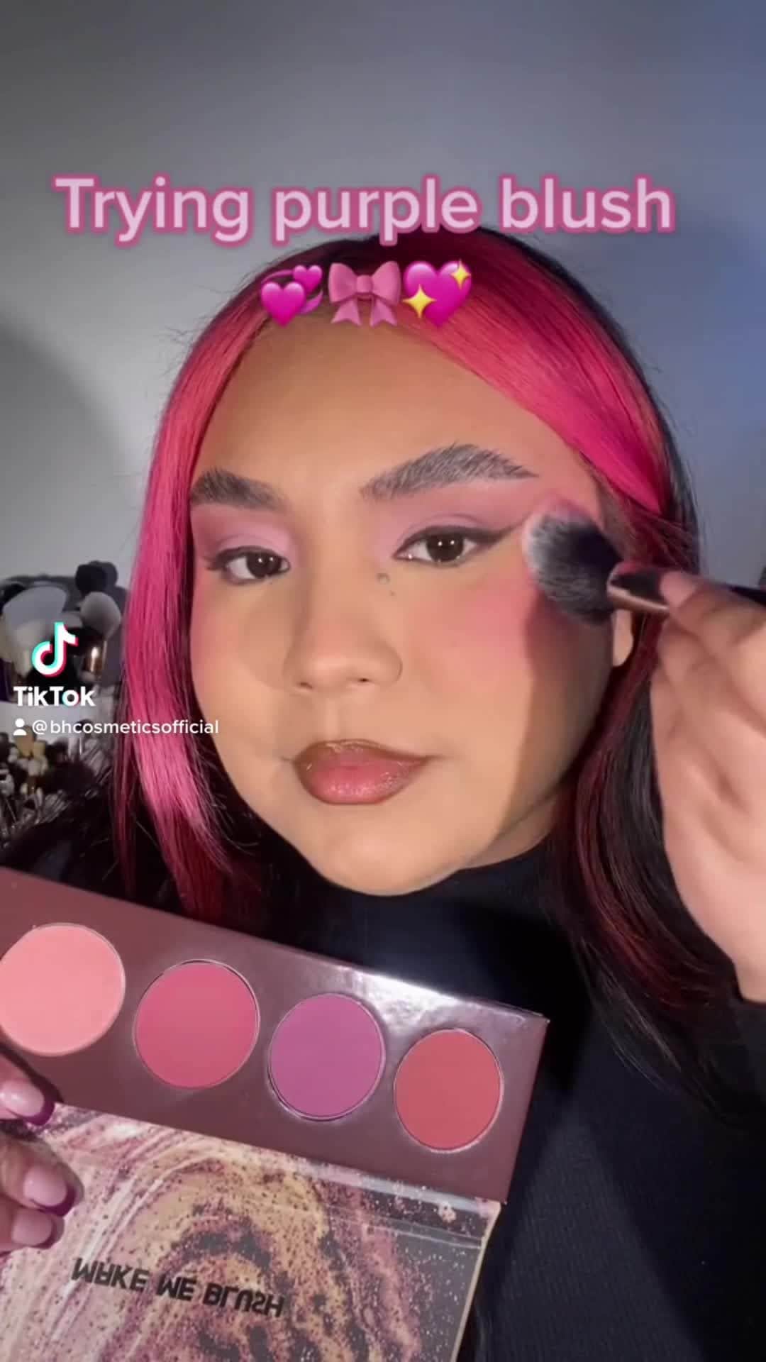 BH Cosmeticsのインスタグラム：「Purple blush is THE moment 🤩💜 Would you try this?!⁣ ⁣ 📸 @breesglam wears the Flatter Me Blush Quad in IDGAF ✨⁣ ⁣ #NudeEgo #bhcosmetics」