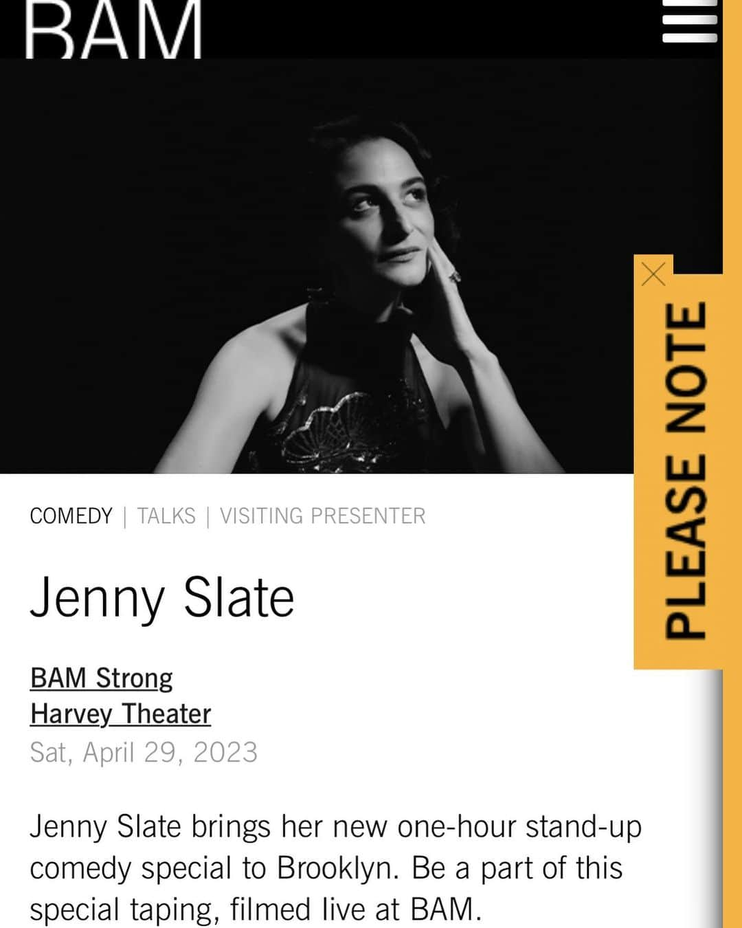 ジェニー・スレイトのインスタグラム：「OK IM MAKING ANOTHER SPECIAL. FILMING AT @bam_brooklyn AND TIX NOW ON SALE. TWO SHOWS. ONE ME. THEN I FINALLY PACK UP MY STUFF AND GO TO GRAD SCHOOL (and after many comments let me clear this up which is that no i am not going to grad school bc i will do comedy until i fall down and then immediately float up and become a ghost)」