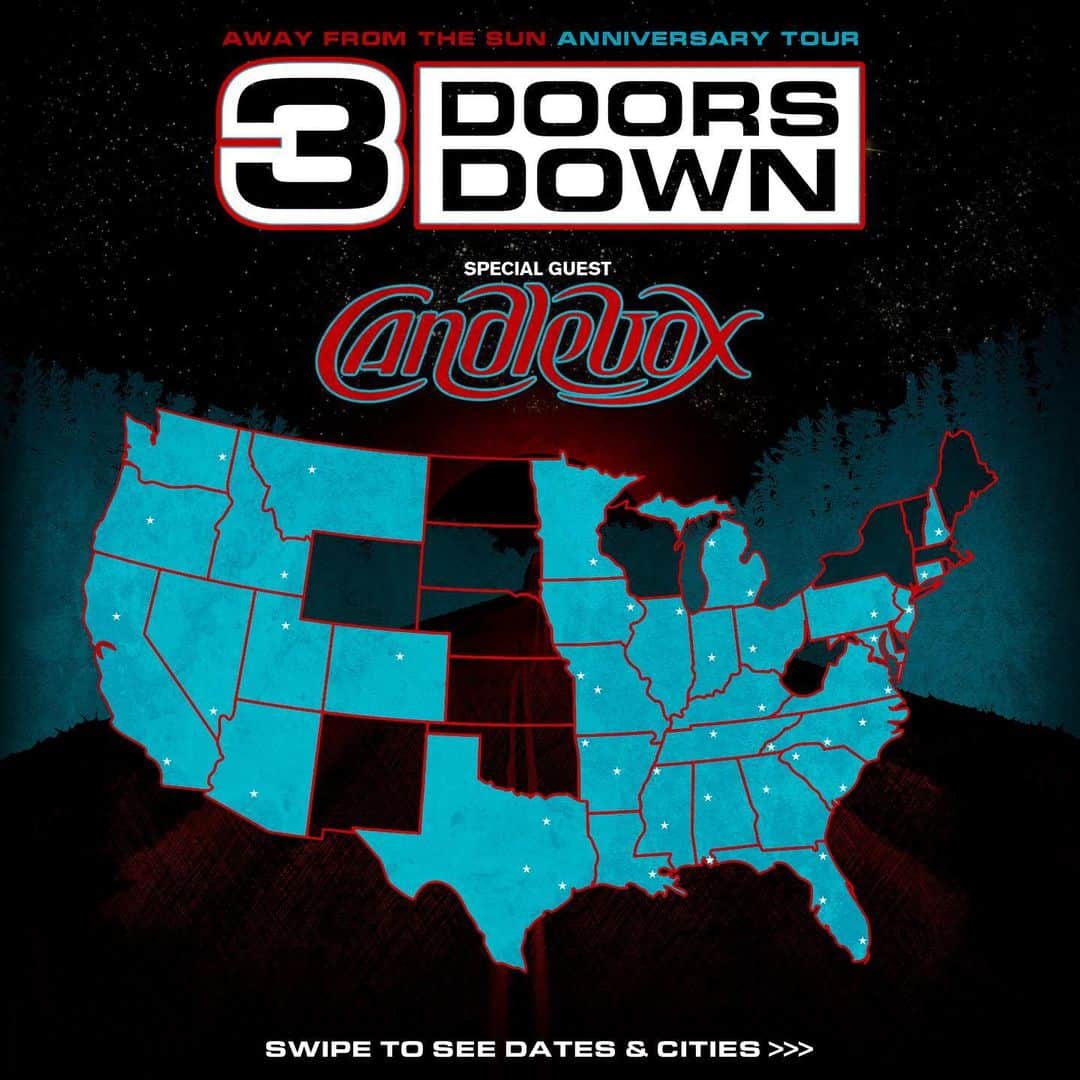 3 Doors Downのインスタグラム：「3DD w/ @candlebox is hitting the country! See ya out there!」