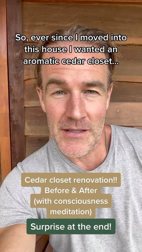 ジェームズ・ヴァン・ダー・ビークのインスタグラム：「DIY cedar closet AND a little wisdom from @babaramdass   #DIY #closetrenovation #cedarcloset #airquality #cedar #spirituality #ramdass  Also: Anybody else have their baby sleeping in the closet?  Be honest…」