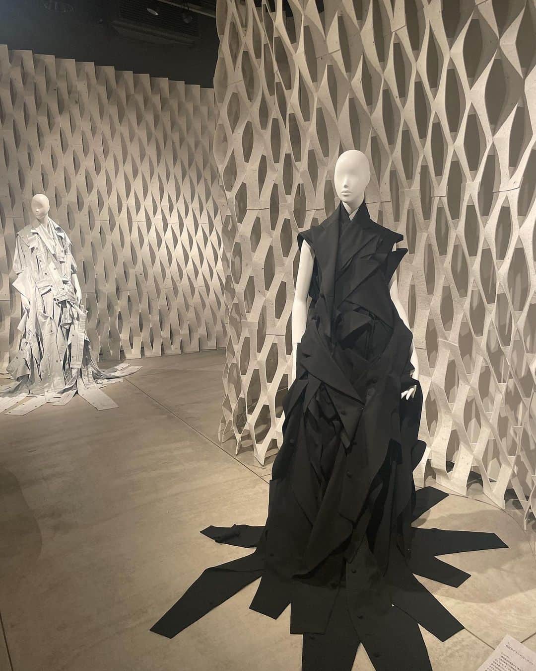 理絵のインスタグラム：「『被覆のアナロジー —組む衣服／編む建築』  主催　東京大学総合研究博物館 共催　株式会社Ri Design｜隈研吾建築都市設計事務所  4/2まで  #インターメディアテク #intermediatheque #隈研吾 #理絵アート #rie_love_art」