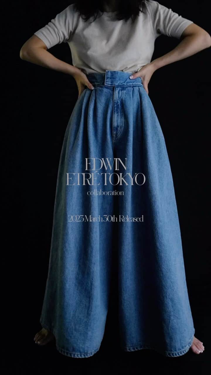 JUNNAのインスタグラム：「いよいよ！  本日3月30日 EDWIN×ETRÉ TOKYO collaboration denim 発売となります💙  🌍LUMINE新宿店では整理券を配布させていただきます  🌍オンラインストアでの発売は１９時から  🌍ZOZO TOWNでの発売は明日31日12時からとなります  ETRÉ TOKYOは不要になった衣料品を回収し、循環型社会を目指す企業連携プロジェクトに参画しております。  お手数ではございますが、ご来店いただく際に是非ご不要になった衣類をお持ち下さい♻️今回発売するデニムの様、回収したものから新たな可能性が生まれます🌱  EDWIN が手掛ける未来のための 循環型ジーンズプロジェクトCO:RE。 今回のコラボレーションアイテムは全てリサイクル技術を駆使して誕生したデニム生地を使用しています。 ETRÉ TOKYO らしいディテールをたっぷり詰め込んだ拘りのラインナップ。是非この機会にご覧ください。  #ETRETOKYO」