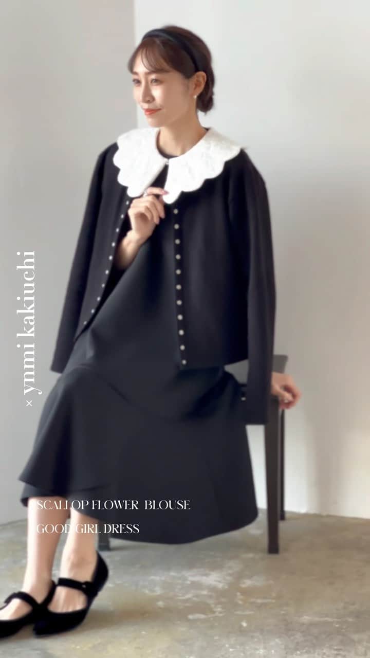 鈴木優美 のインスタグラム：「× @yumi_kakiuchi   scallop flower blouse good girl dress  "季節問わない シーズンレスなアイテムを"  #ensuite」