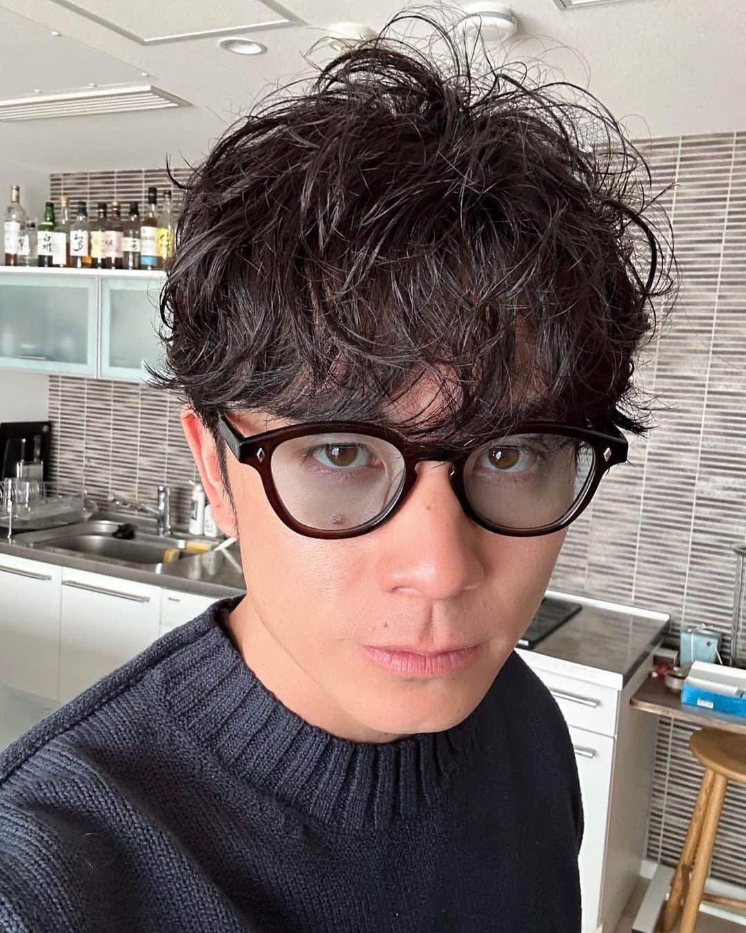 藤森慎吾のインスタグラム：「今からはるかに会いに行くのでヘアセットをしてみた」