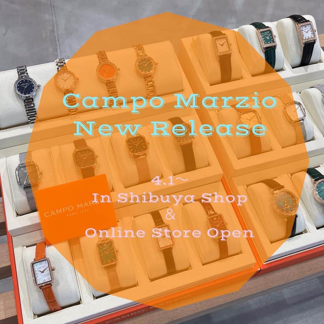 のインスタグラム：「♡newブランド取り扱い開始のお知らせ♡  4/1よりSHIBUYA SHOPにて イタリアブランド《Campo Marzio》の 時計とボールペン、万年筆の取り扱いを開始します！  時計はケースサイズが小さく、 ストーンがあしらわれた文字盤 ステンレスストラップでジュエリーのような輝き…♡  ボールペン、万年筆のカラーリングは ポップなものから落ち着いたものまでご用意があるので 新生活が始まる方や目上の方へのプレゼントにもオススメです☆  また、Campo MarzioのONLINE STOREも4/1より新しくOPEN✴︎  詳しくはこちらのアカウントや投稿にメンションされているCampo Marzioのアカウントで順次お知らせしていきます！  是非フォローしてみてくださいね♫  渋谷SHOPでは感染症対策として換気、アルコール消毒を実施しておりますのでご安心して店頭でもお試しいただけます。  皆様のご来店、お待ちしております。  OPEN12:00〜19:00  #KLASSE14 #クラスフォーティーン #campomarzio #カンポマルツィオ  #watch #時計  #stationery #ステーショナリー  #ボールペン #万年筆  #shibuya #渋谷 #ギフト #gift #flagship #フラッグシップ  お問い合わせに関しましては、SHOPまでお電話ください。 SHIBUYA FLAGSHIP STORE ☎︎03-6433-5400」