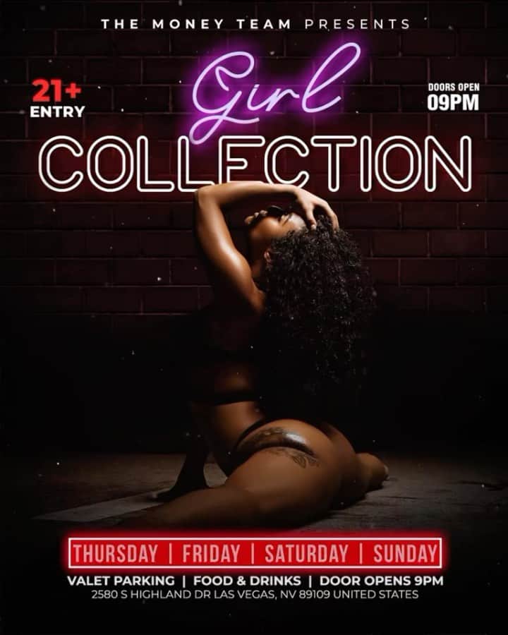 フロイド・メイウェザー・ジュニアのインスタグラム：「GIRL COLLECTION IS THE PLACE TO BE IN VEGAS ALL WEEKEND LONG  DOOR OPENS @ 9:00pm   •THURSDAY •FRIDAY •SATURDAY •SUNDAY  Must be 21 To Enter.  Ladies are welcome with or without male companion.  Come party at the best most luxurious venue in Las Vegas “Girl Collection”  GIRL COLLECTION 2580 S Highland Dr Las Vegas, NV 89109 1 -(844) 447-5758  #GirlCollection  @girl.collection_lv」