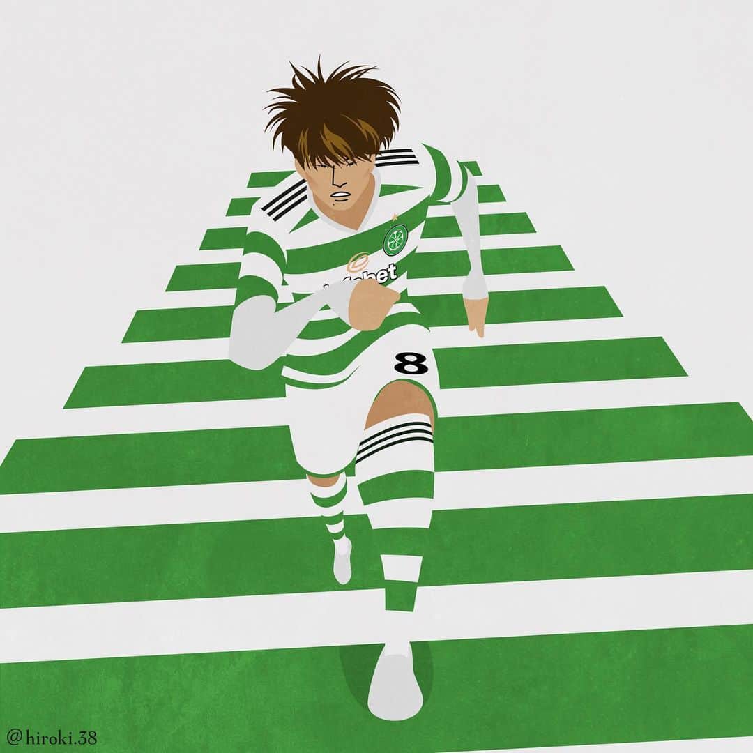 hiroki.38のインスタグラム：「. 昇段 ／ Run up the stairs . . #古橋亨梧 #セルティックFC #イラスト #日本代表 #サムライブルー #森保監督 #森保ジャパン #サッカー #サッカーイラスト #ヴィッセル神戸 #footballplayer #soccerplayer #sketch #vectorart #illustrator #illustrations #soccerillustration #kyogofuruhashi #furuhashi #kyogo #Celticfc #Glasgow #jleague」