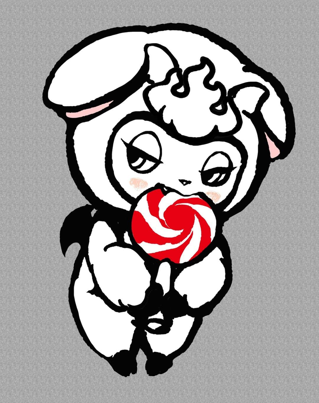 加倉井ミサイルのインスタグラム：「おはようございます🍭🐏 ＃ワルミミ #illustration」