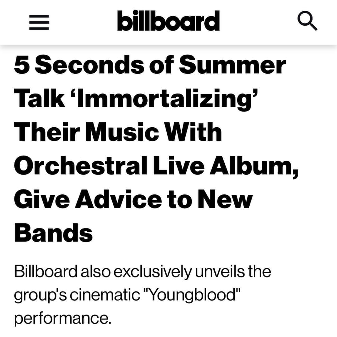 5 Seconds of Summerのインスタグラム：「Thanks @billboard 🙏 Watch the full Royal Albert Hall 'Youngblood' performance now.」