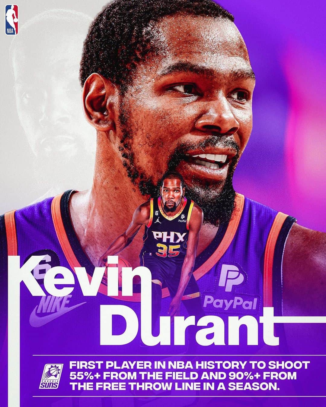 NBAさんのインスタグラム写真 - (NBAInstagram)「Another historically efficient scoring season from Kevin Durant 🔥  KD's Suns open the #NBAPlayoffs presented by Google Pixel with Game 1 vs. LA Clippers • 8:00pm/et SUNDAY on TNT」4月14日 9時49分 - nba