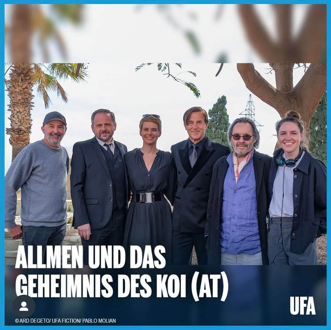 アンドレア・オズヴァルトのインスタグラム：「Ops, we did it again!  #Allmen #TV #tvmovie  #HeinoFerch, #SamueleFinzi #AndreaOsvart Based on the #Bestseller #bookseries  by Martin Suter. UFA Production」