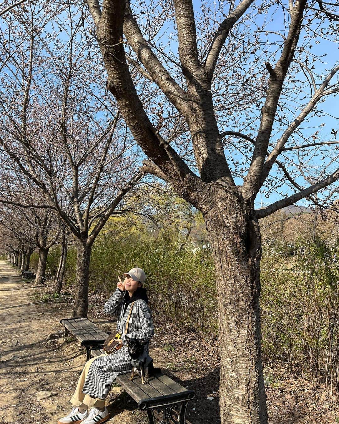 シン・ゴウンさんのインスタグラム写真 - (シン・ゴウンInstagram)「오늘은 땅콩이랑 커플룩   🐕👕💕」3月30日 18時12分 - shinggoni